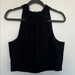 Banana Republic Black Linen Ruffle Halter Top